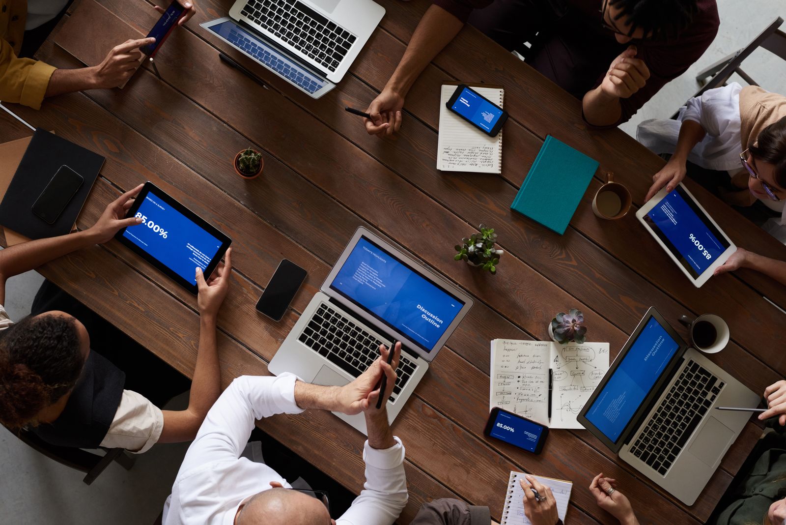 Team reviewing options together in a meeting
